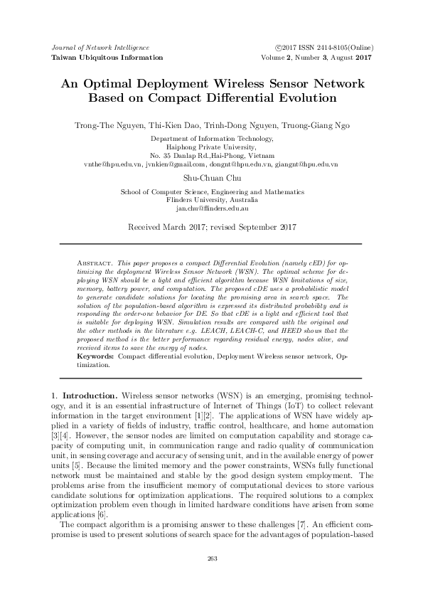 (PDF) An Optimal Deployment Wireless Sensor Network Based on Compact ...