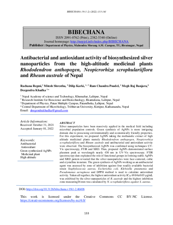 (PDF) Antibacterial and antioxidant activity of biosynthesized silver ...
