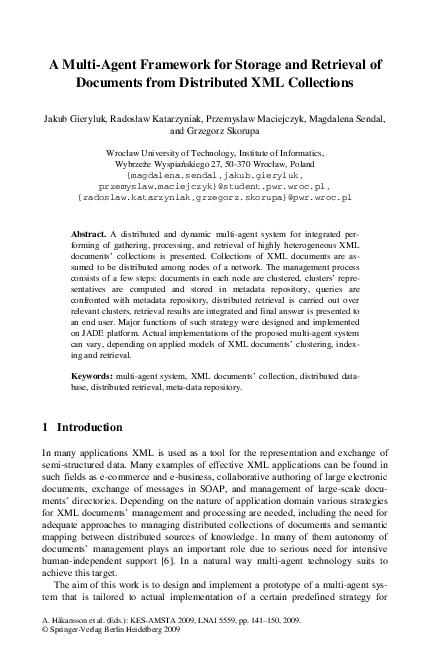 (PDF) A Multi-Agent Framework for Storage and Retrieval of Documents ...