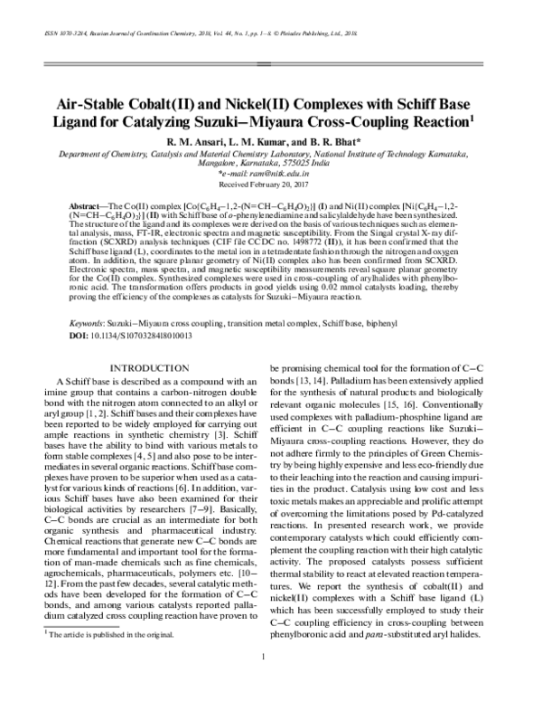 (PDF) Air-Stable Cobalt(II) and Nickel(II) Complexes with Schiff Base ...