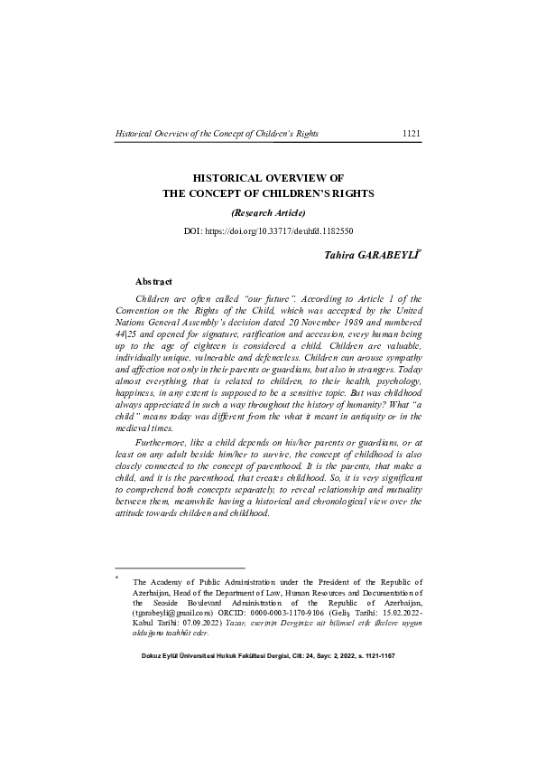 (PDF) Historical Overview of the Concept of Children’s Rights