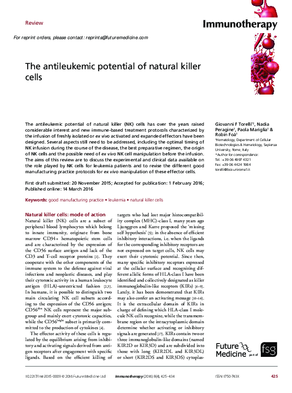 (PDF) The antileukemic potential of natural killer cells