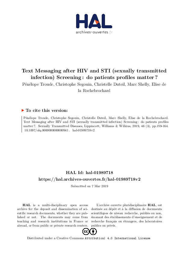 (PDF) Text Messaging after HIV and STI Screening