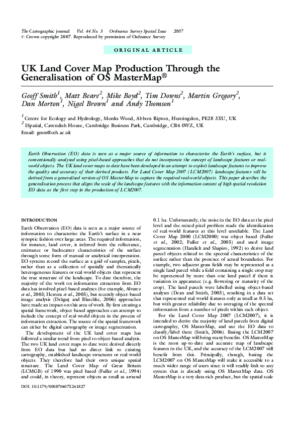 (PDF) UK Land Cover Map Production Through the Generalisation of OS ...