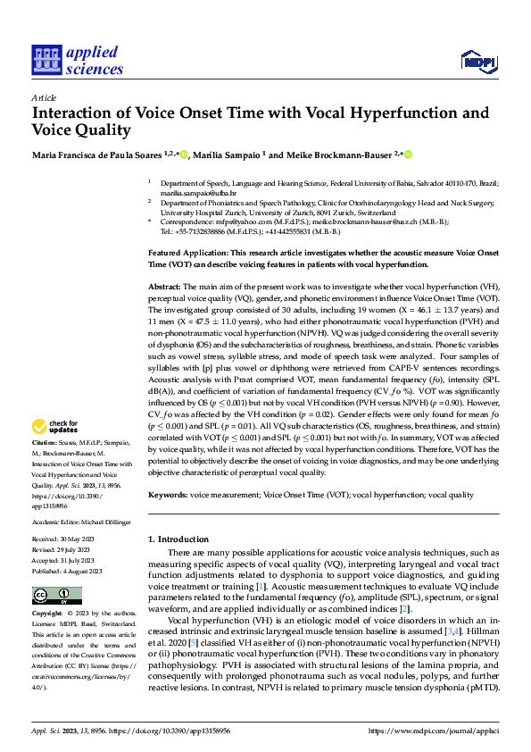 (PDF) Interaction of Voice Onset Time with Vocal Hyperfunction and ...