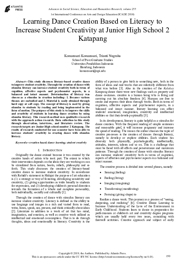 (PDF) Learning Dance Creation Based on Literacy to Increase Student ...