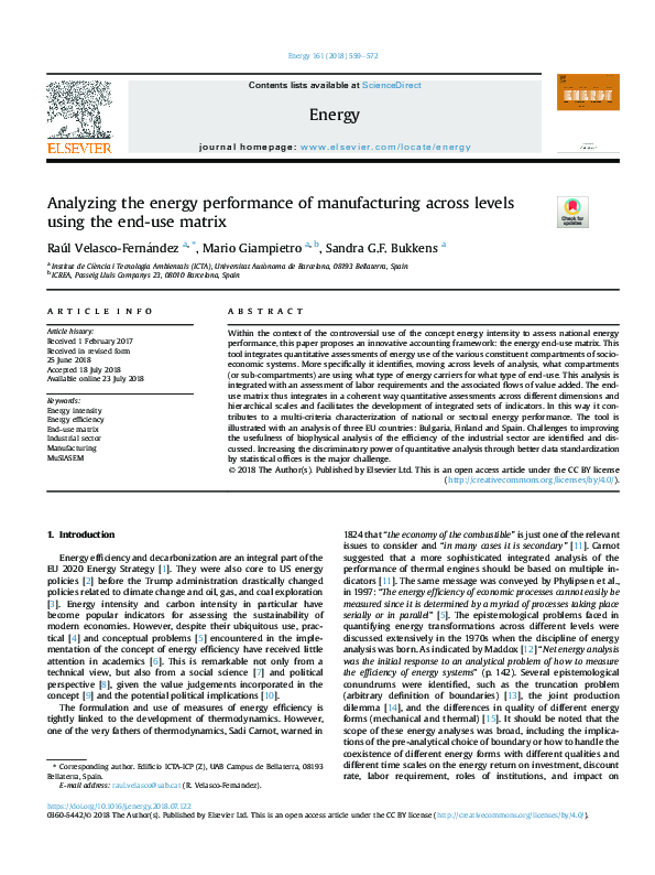 (PDF) Analyzing the energy performance of manufacturing across levels ...