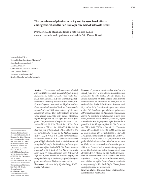 (PDF) The prevalence of physical activity and its associated factors ...
