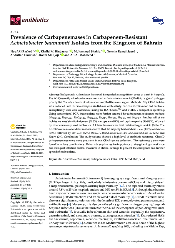 (PDF) Prevalence of Carbapenemases in Carbapenem-Resistant ...