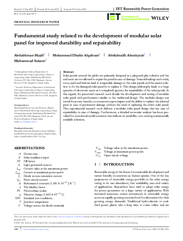 (PDF) Fundamental study related to the development of modular solar ...
