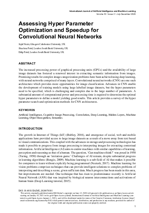 (PDF) Assessing Hyper Parameter Optimization and Speedup for ...