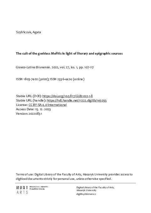 (PDF) The cult of the goddess Mefitis in light of literary and ...