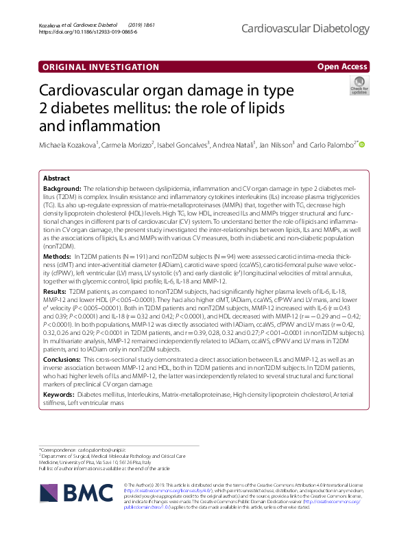 (PDF) Cardiovascular organ damage in type 2 diabetes mellitus: the role ...