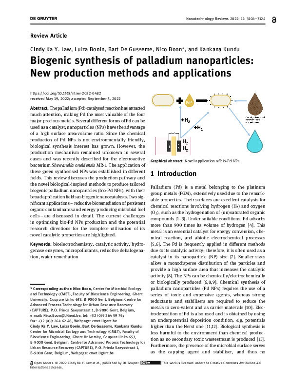 (PDF) Biogenic synthesis of palladium nanoparticles using Pulicaria ...