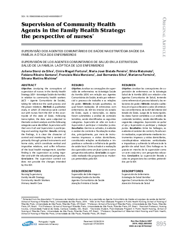 (PDF) Supervision of Community Health Agents in the Family Health ...