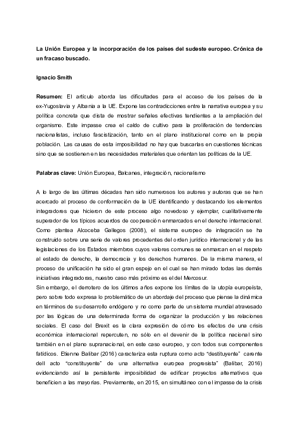 (PDF) La Unión Europea y la incorporación de los países del sudeste ...