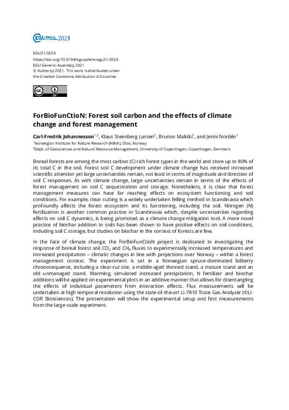(PDF) ForBioFunCtioN: Forest soil carbon and the effects of climate ...