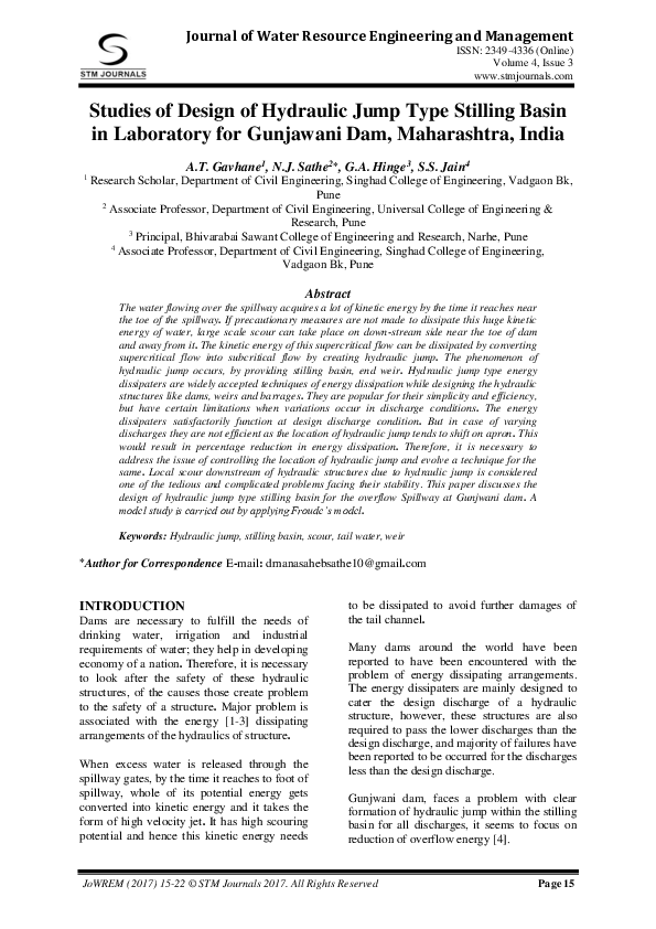 (PDF) Studies of Design of Hydraulic Jump Type Stilling Basin in ...