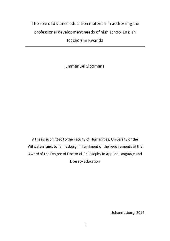 (PDF) The role of distance education materials in addressing the ...