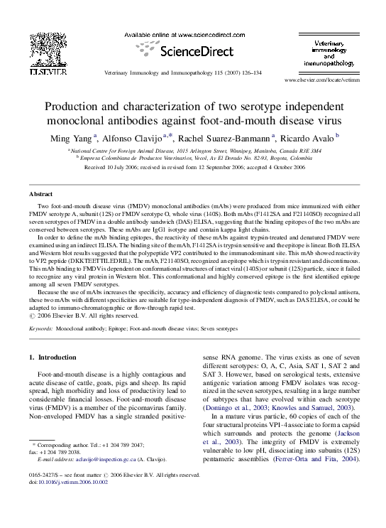 (PDF) Production and characterization of two serotype independent ...