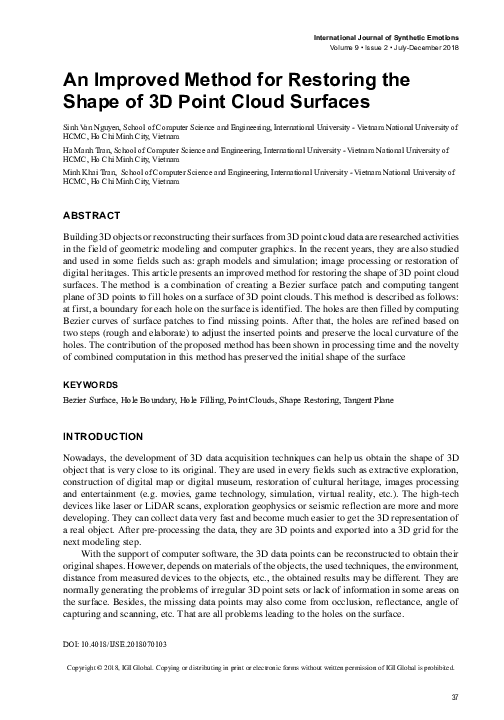 (PDF) An Improved Method for Restoring the Shape of 3D Point Cloud Surfaces