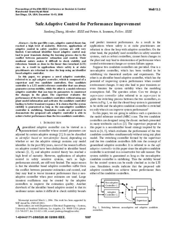 (PDF) Safe Adaptive Control for Performance Improvement
