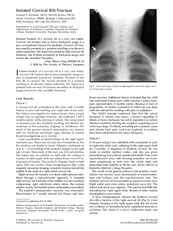 (PDF) Isolated Cervical Rib Fracture | Aman Chauhan - Academia.edu