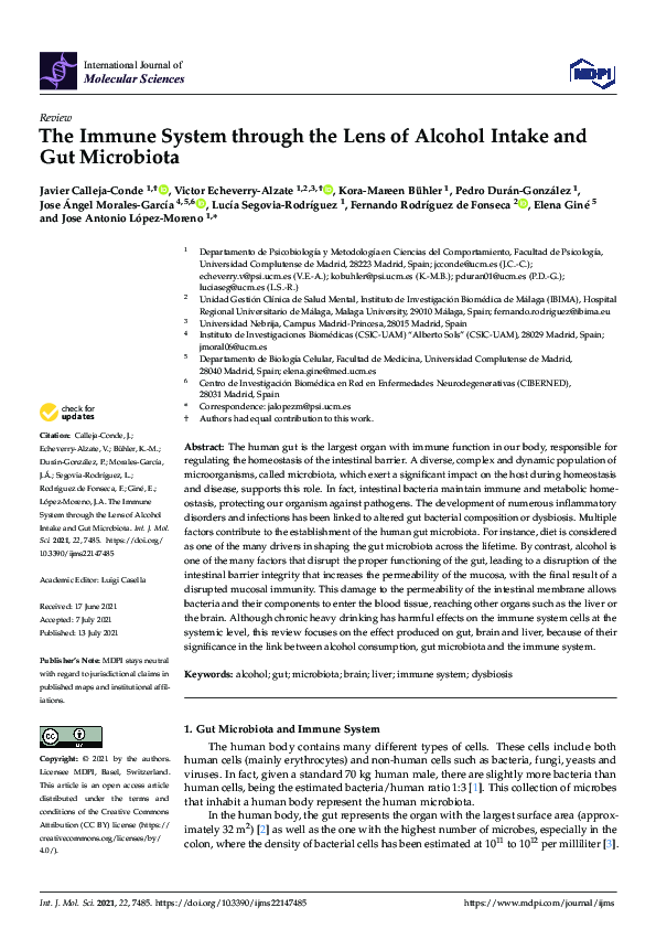 (PDF) The Immune System through the Lens of Alcohol Intake and Gut ...