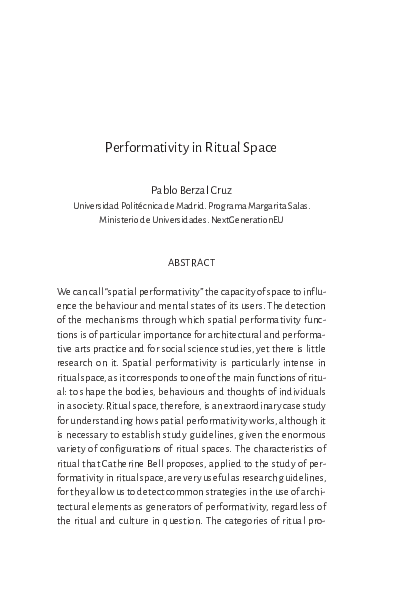 (PDF) Performativity in Ritual Space
