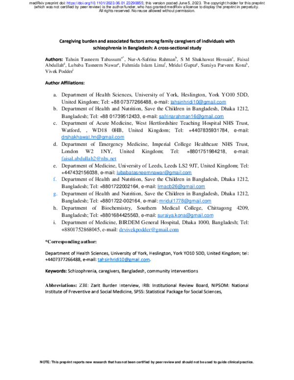 (PDF) Caregiving burden and associated factors among family caregivers ...