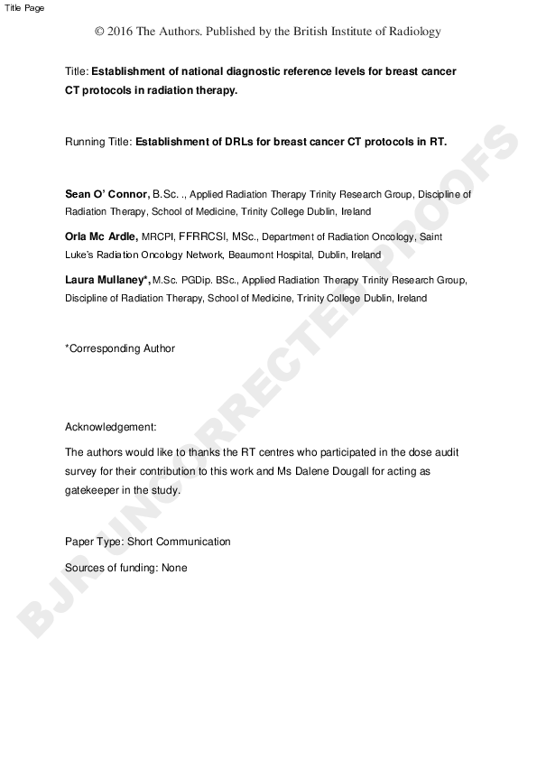 (PDF) The establishment of national diagnostic reference levels for ...