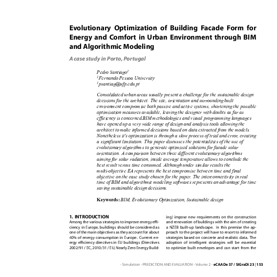 (PDF) Evolutionary Optimization of Building Facade Form for Energy and ...