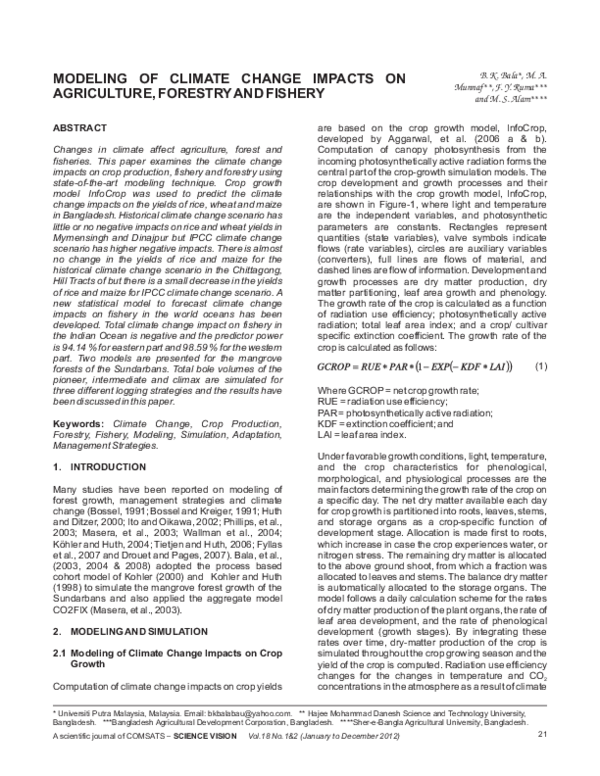 (PDF) Modeling of Climate Change Impacts on Agriculture, Fisheries and ...
