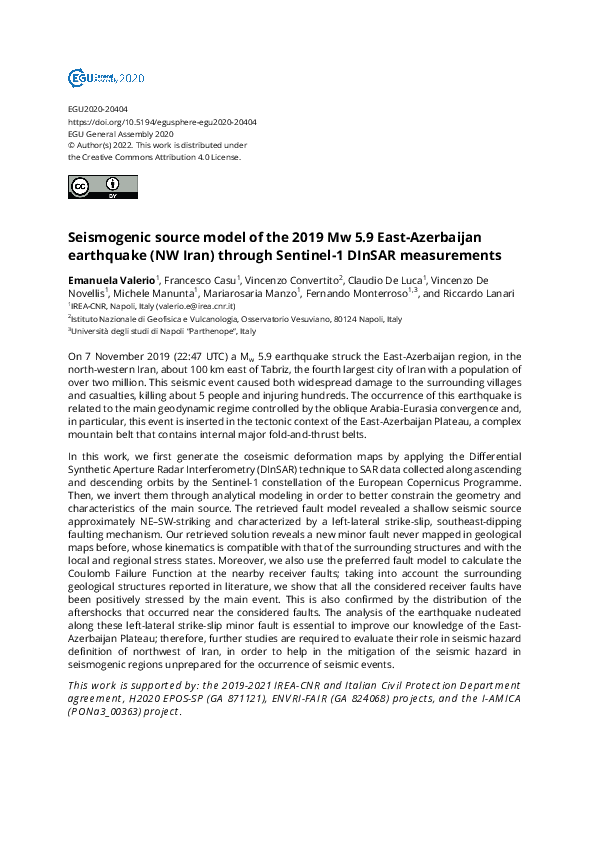 (PDF) Seismogenic source model of the 2019 Mw 5.9 East-Azerbaijan ...