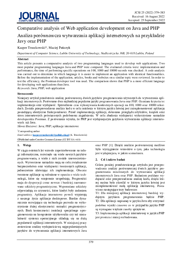 (PDF) Comparative analysis of Web application development on Java and PHP