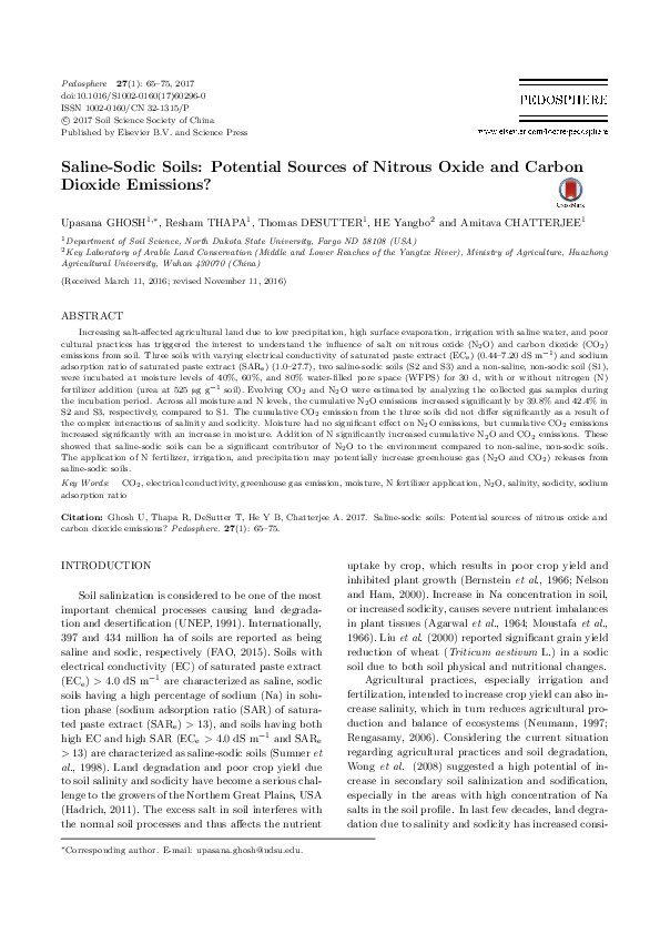 (PDF) Saline–Sodic Soils: Potential Sources of Nitrous Oxide and Carbon ...