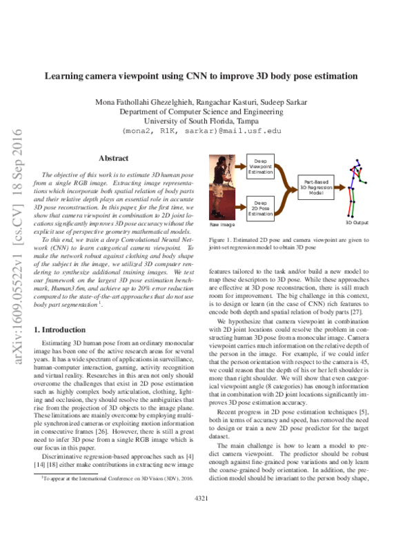 (PDF) Learning Camera Viewpoint Using CNN to Improve 3D Body Pose ...