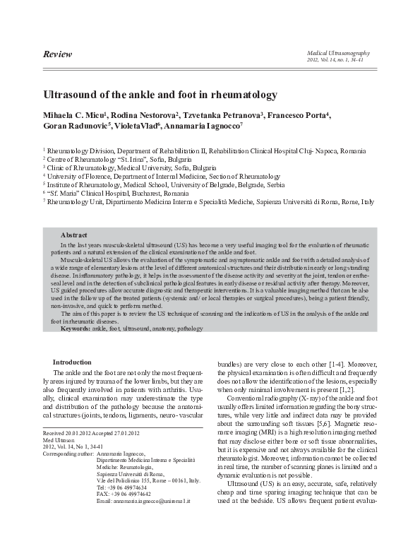 (PDF) Ultrasound of ankle and foot in rheumatology