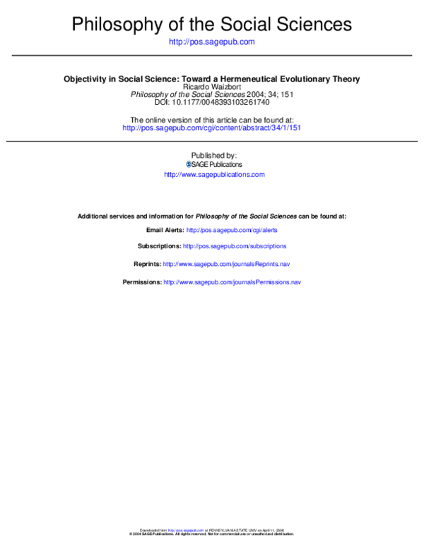 (PDF) Objectivity in Social Science