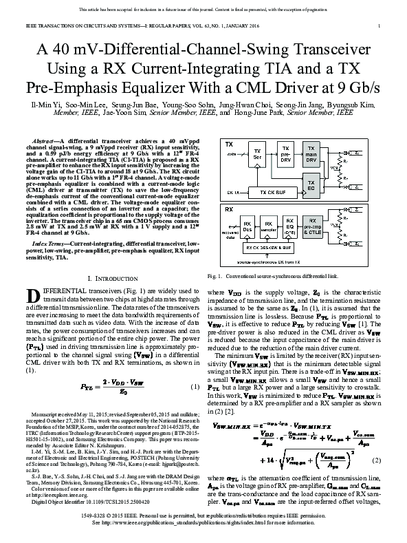 (PDF) A 40 mV-Differential-Channel-Swing Transceiver Using a RX Current ...