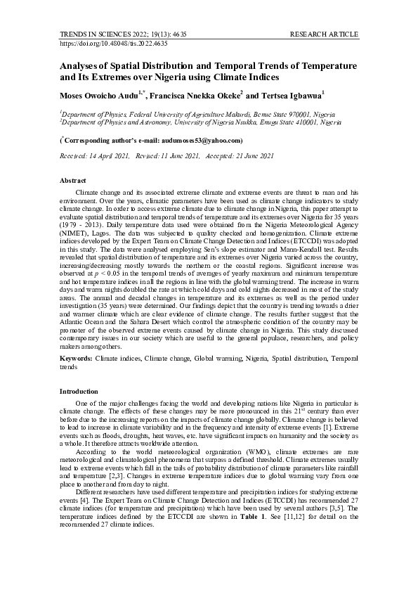 (PDF) Analyses of Spatial Distribution and Temporal Trends of ...