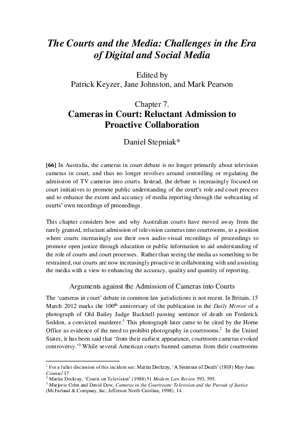(PDF) ‘Cameras in Court: Reluctant Admission to Proactive Collaboration ...