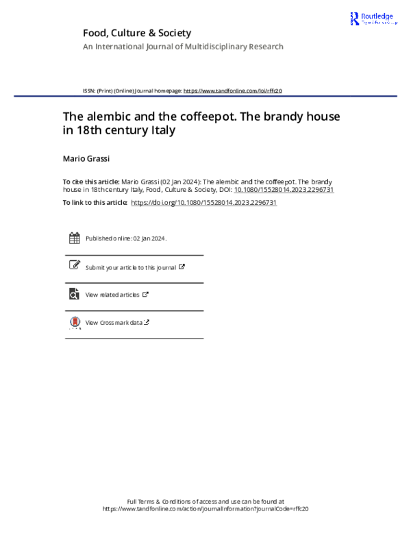 (PDF) Mario Grassi, The alembic and the coffeepot. The brandy house in ...