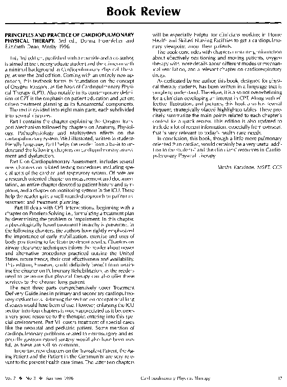 (PDF) Principles and practice of cardiopulmonary physical therapy