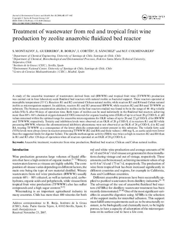 (PDF) Treatment of wastewater from red and tropical fruit wine