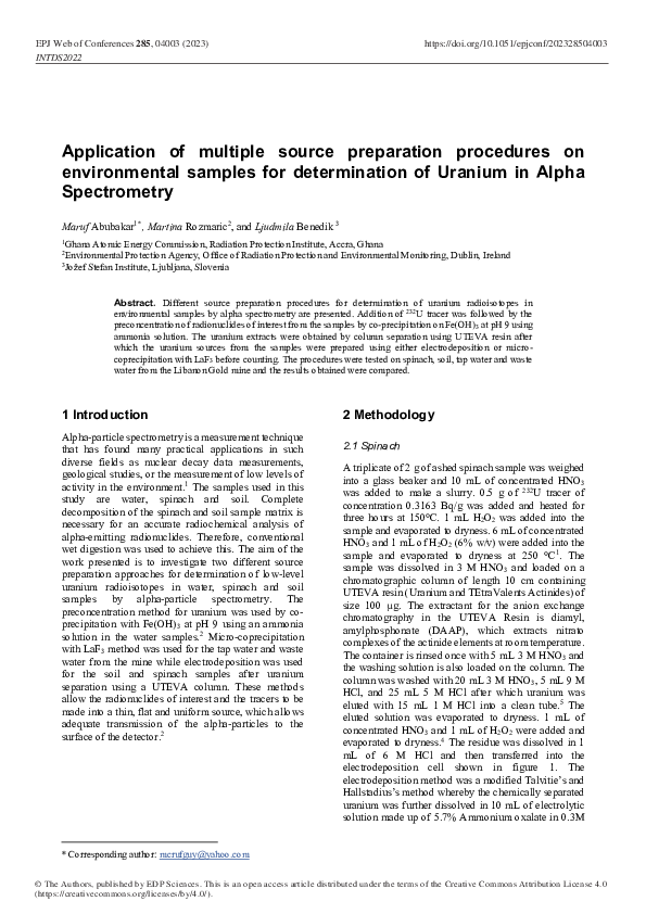 (PDF) Application of multiple source preparation procedures on ...