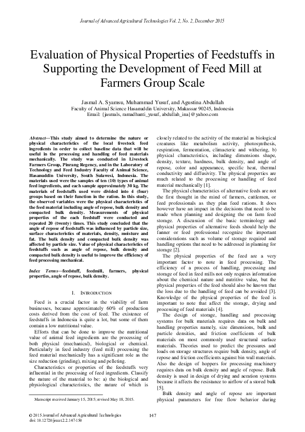 (PDF) Physical Properties of Local Livestock Feed
