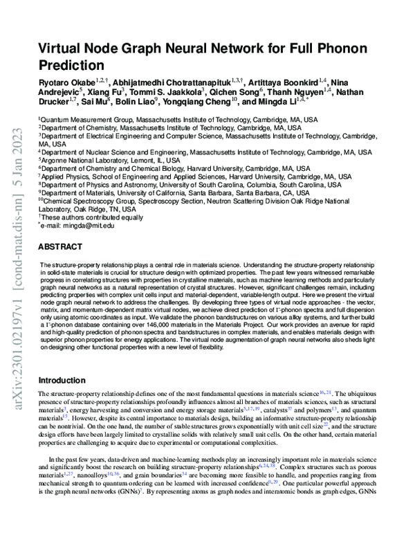 (PDF) Virtual Node Graph Neural Network for Full Phonon Prediction