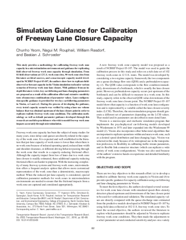 (PDF) Simulation Guidance for Calibration of Freeway Lane Closure Capacity