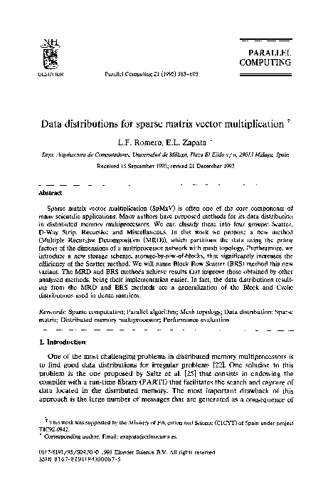 Data distributions for sparse matrix vector multiplication